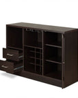 47" Espresso Solid Wood Frame With Five Shelves And Two Drawers
