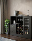 47" Espresso Solid Wood Frame With Five Shelves And Two Drawers
