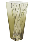 8" Green Cylinder Crystal Glass Table Vase