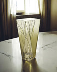 8" Green Cylinder Crystal Glass Table Vase