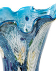 17" Blue And Green Cylinder Crystal Glass Table Vase