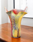 17" Red and Yellow Glass Abstract Novelty Table Vase