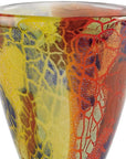 8" Orange Red and Yellow Murano Glass Abstract Oval Table Vase
