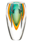 6" Clear Amber and Green Abstract Murano Glass Table Vase