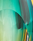 6" Clear Amber and Green Abstract Murano Glass Table Vase