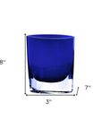 8" Cobalt And Clear Oval Lead Free Crystal Table Vase