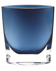 8" Midnight Blue And Clear Oval Crystal Glass Table Vase