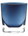 8" Midnight Blue And Clear Oval Crystal Glass Table Vase