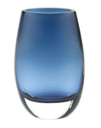 8" Midnight Blue And Clear Oval Lead Free Crystal Table Vase