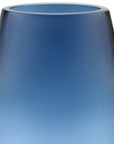 8" Midnight Blue And Clear Oval Lead Free Crystal Table Vase