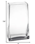 8" Crystal Glass Clear Rectangle Table Vase