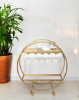 Gold 36" Round Rolling Kitchen Cart With Storage