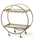 Gold 36" Round Rolling Kitchen Cart With Storage
