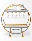 Gold 36" Round Rolling Kitchen Cart With Storage