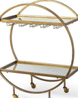 Gold 36" Round Rolling Kitchen Cart With Storage