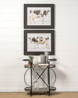 15" Black Solid Wood and Steel Round Rolling Kitchen Cart With Storage
