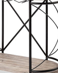 15" Black Solid Wood and Steel Round Rolling Kitchen Cart With Storage
