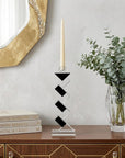 Black Crystal Geometric Tabletop Pillar Candle Holders