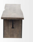Rectangular Indian Mango Woodbrown Tone Finish W Metal Cladding On The Base Dining Bench