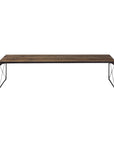 66" Brown And Black Metal and Solid Wood Bench