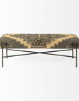 55" Green Brown and Black Upholstered Abstract Cotton Blend Bench