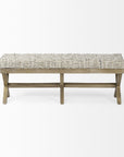16" Beige and Brown Upholstered Faux Leather Bench