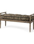 57" Beige And Brown Upholstered Cotton Blend Bench