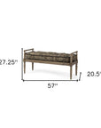 57" Beige And Brown Upholstered Cotton Blend Bench