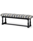 15" Off White and Black Upholstered Faux Leather Bench