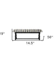 15" Off White and Black Upholstered Faux Leather Bench