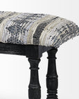 15" Off White and Black Upholstered Faux Leather Bench