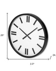 24" Round Large Modern Wall Clock With White Face And Non-Numarical Number