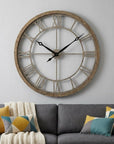 32" Circle Brown Metal Skeleton Wall Clock
