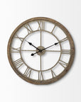 25" Circle Brown Metal Skeleton Wall Clock
