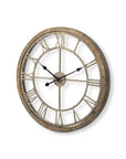 25" Circle Brown Metal Skeleton Wall Clock