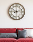 25" Circle Brown Metal Skeleton Wall Clock