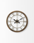 19" Brown Round Modern Farm Wall Clock