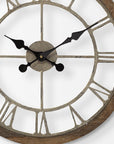 19" Brown Round Modern Farm Wall Clock