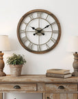 19" Brown Round Modern Farm Wall Clock
