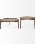 Set of Two Brown Solid Wood Round Nested Coffee Tables