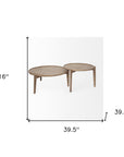 Set of Two Brown Solid Wood Round Nested Coffee Tables