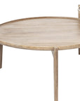 Set of Two Brown Solid Wood Round Nested Coffee Tables