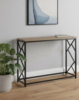 44" Taupe and Black Wood and Metal Frame Console Table