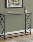 44" Taupe and Black Wood and Metal Frame Console Table