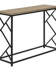 44" Taupe and Black Wood and Metal Frame Console Table