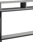 47" Gray and Black Wood and Metal Frame Console Table With Three Shelves