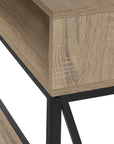 47" Taupe and Black Wood and Metal Frame Console Table With Three Shelves