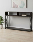 47" Brown and Black Frame Console Table With Shelves