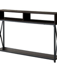 47" Brown and Black Frame Console Table With Shelves