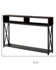 47" Brown and Black Frame Console Table With Shelves
